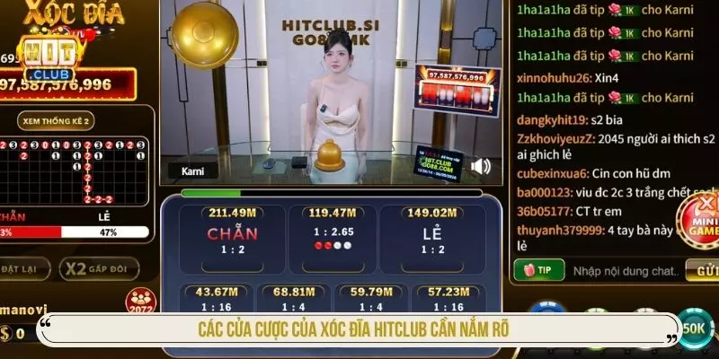 Các cửa cược của xóc đĩa Hitclub cần nắm rõ